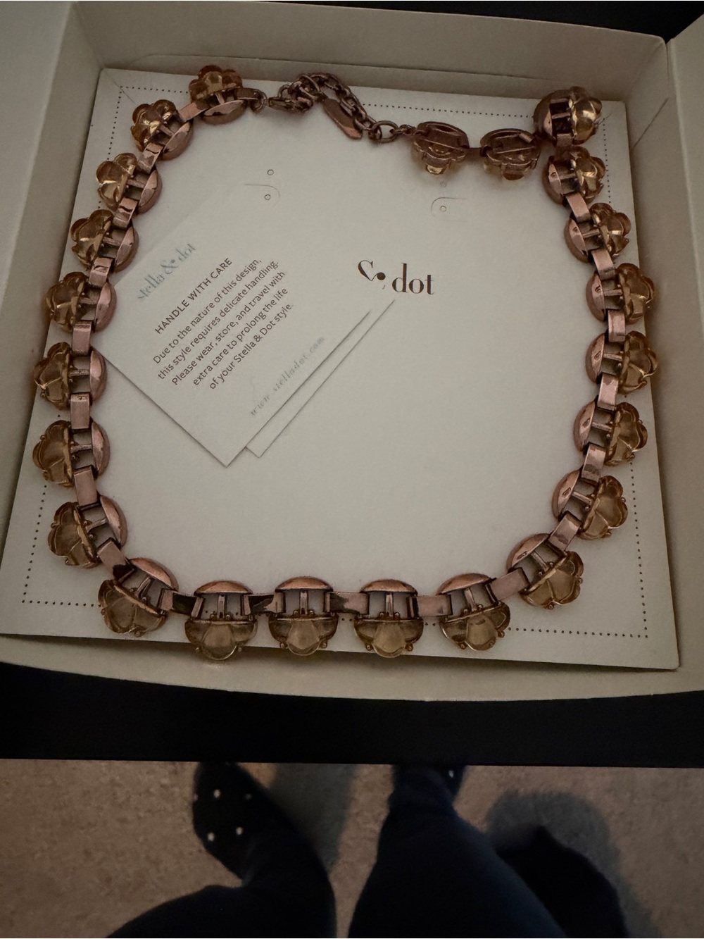 Stella & Dot Rose Gold and Gold Floral Link Necklace